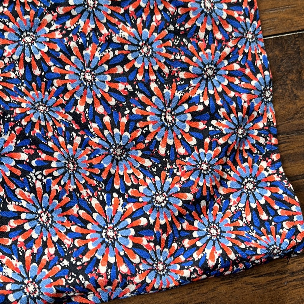 Promod Blue/Red Floral One Shoulder Ruffle Front Dress - Picture 4 of 11